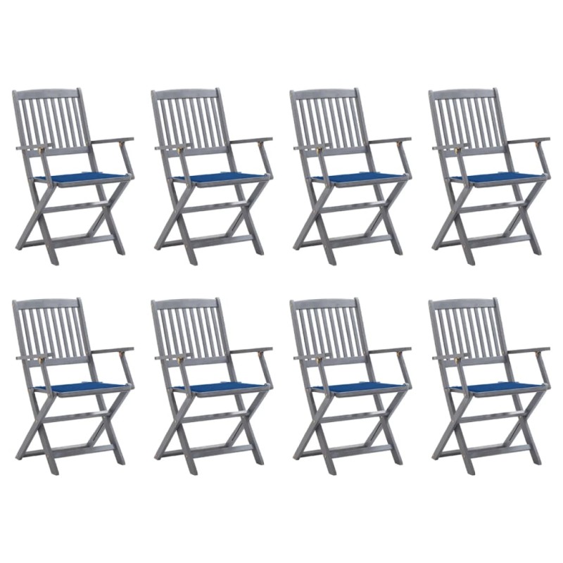 vidaXL Klappbare Gartenstühle 8 Stk. mit Kissen Massivholz Akazie vidaXL Klappbare Gartenstühle 8 Stk. mit Kissen Massivholz Akazie