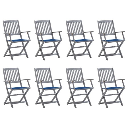 vidaXL Klappbare Gartenstühle 8 Stk. mit Kissen Massivholz Akazie