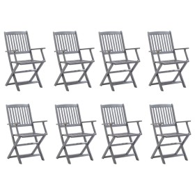 vidaXL Klappbare Gartenstühle 8 Stk. mit Kissen Massivholz Akazie
