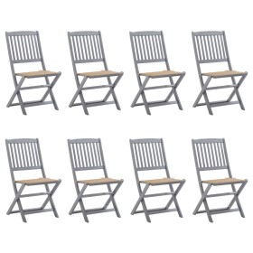 vidaXL Klappbare Gartenstühle 8 Stk. mit Kissen Massivholz Akazie