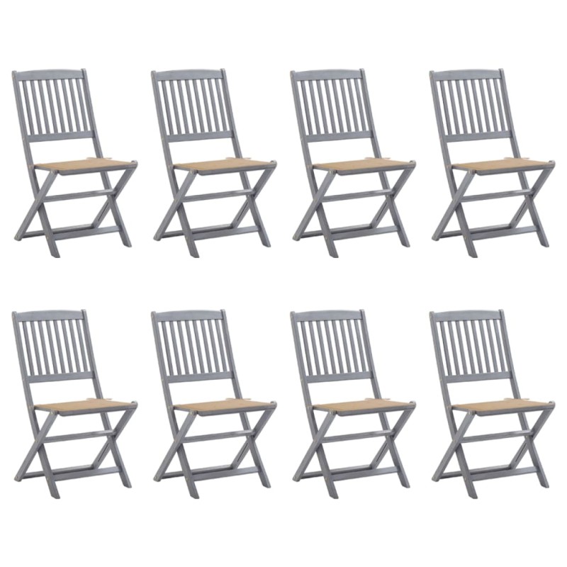 vidaXL Klappbare Gartenstühle 8 Stk. mit Kissen Massivholz Akazie vidaXL Klappbare Gartenstühle 8 Stk. mit Kissen Massivholz Akazie