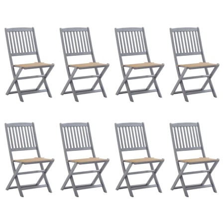 vidaXL Klappbare Gartenstühle 8 Stk. mit Kissen Massivholz Akazie