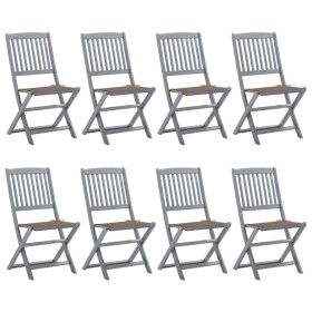 vidaXL Klappbare Gartenstühle 8 Stk. mit Kissen Massivholz Akazie