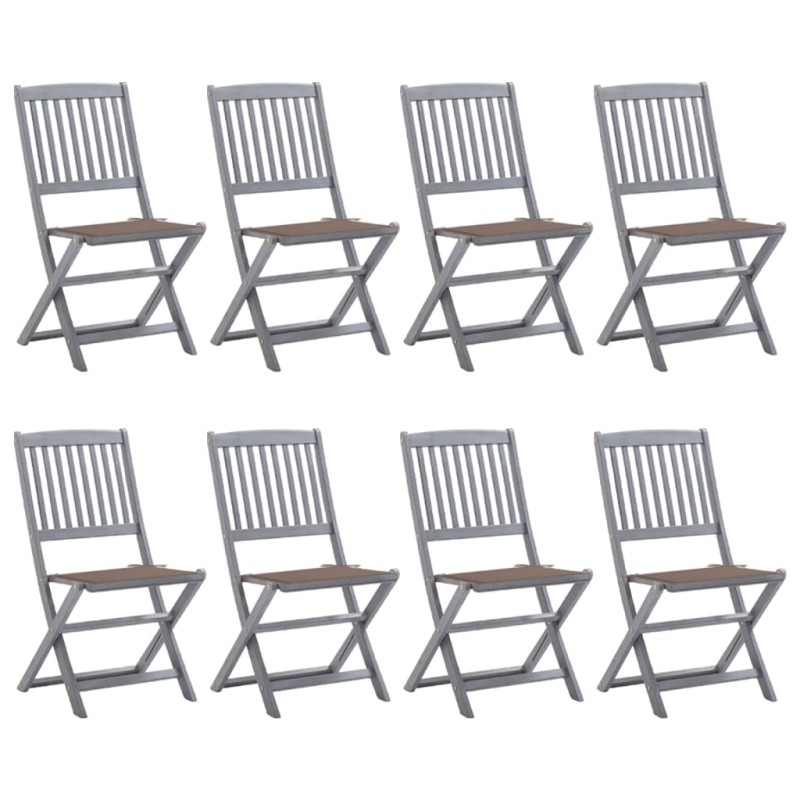 vidaXL Klappbare Gartenstühle 8 Stk. mit Kissen Massivholz Akazie vidaXL Klappbare Gartenstühle 8 Stk. mit Kissen Massivholz Akazie