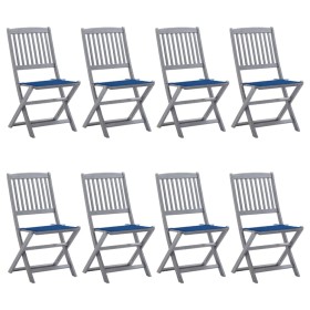 vidaXL Klappbare Gartenstühle 8 Stk. mit Kissen Massivholz Akazie