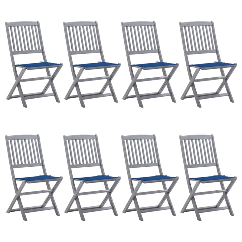 vidaXL Klappbare Gartenstühle 8 Stk. mit Kissen Massivholz Akazie vidaXL Klappbare Gartenstühle 8 Stk. mit Kissen Massivholz Akazie