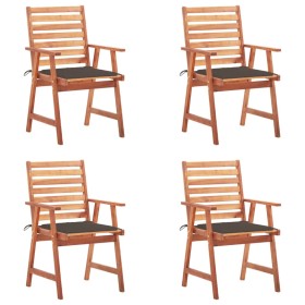 vidaXL Garten-Essstühle 4 Stk. mit Kissen Massivholz Akazie 