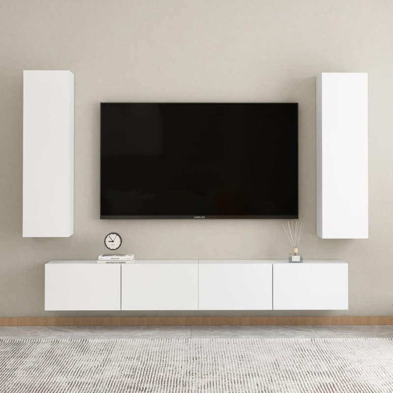 4-tlg. TV-Schrank-Set Weiß Holzwerkstoff 4-tlg. TV-Schrank-Set Weiß Holzwerkstoff