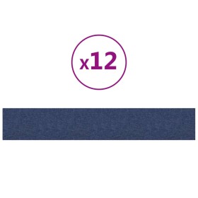 vidaXL Wandpaneele 12 Stk. Blau 90x15 cm Stoff 1,62 m²