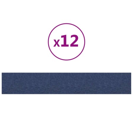 vidaXL Wandpaneele 12 Stk. Blau 90x15 cm Stoff 1,62 m²