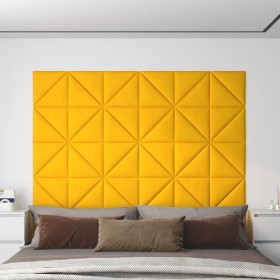 vidaXL Wandpaneele 12 Stk. Gelb 30x30 cm Samt 0,54 m²