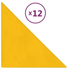 vidaXL Wandpaneele 12 Stk. Gelb 30x30 cm Samt 0,54 m²