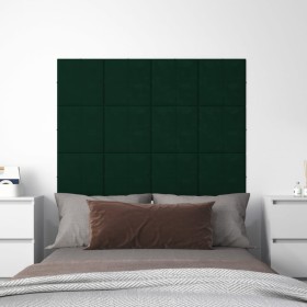 vidaXL Wandpaneele 12 Stk. Dunkelgrün 30x30 cm Samt 1,08 m²