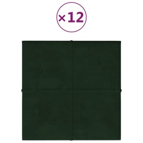 vidaXL Wandpaneele 12 Stk. Dunkelgrün 30x30 cm Samt 1,08 m²