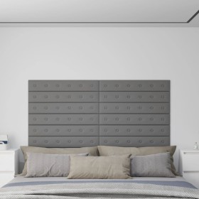 vidaXL Wandpaneele 12 Stk. Grau 90x15 cm Kunstleder 1,62 m²