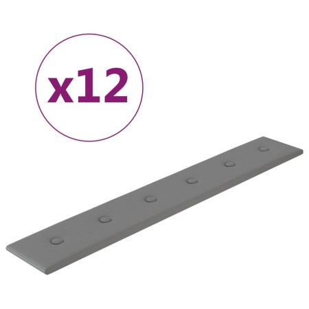 vidaXL Wandpaneele 12 Stk. Grau 90x15 cm Kunstleder 1,62 m²