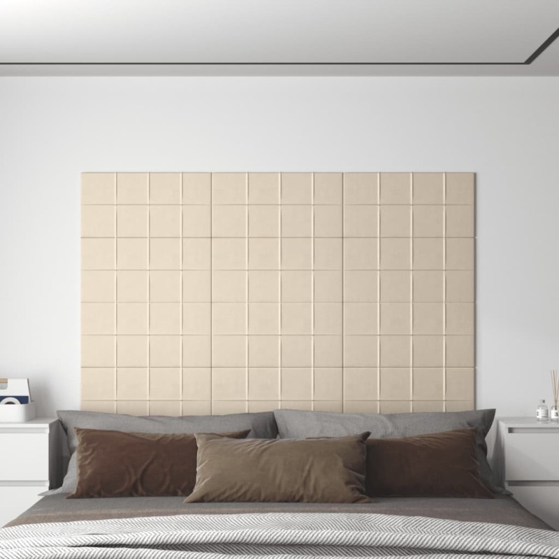 vidaXL Wandpaneele 12 Stk. Creme 60x30 cm Samt 2,16 m² vidaXL Wandpaneele 12 Stk. Creme 60x30 cm Samt 2,16 m²