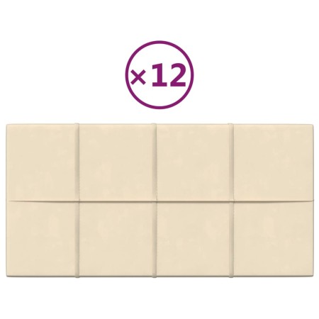 vidaXL Wandpaneele 12 Stk. Creme 60x30 cm Samt 2,16 m²