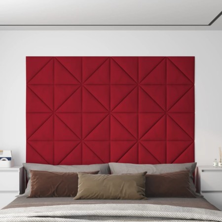 vidaXL Wandpaneele 12 Stk. Weinrot 30x30 cm Samt 0,54 m²
