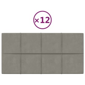 vidaXL Wandpaneele 12 Stk. Hellgrau 60x30 cm Samt 2,16 m²