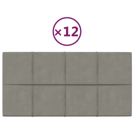 vidaXL Wandpaneele 12 Stk. Hellgrau 60x30 cm Samt 2,16 m²
