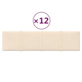 vidaXL Wandpaneele 12 Stk. Creme 60x15 cm Samt 1,08 m²