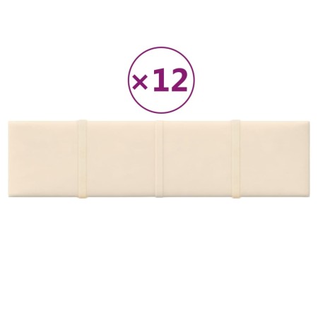 vidaXL Wandpaneele 12 Stk. Creme 60x15 cm Samt 1,08 m²
