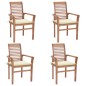 vidaXL Essstühle 4 Stk. mit Cremeweißen Kissen Massivholz Teak vidaXL Essstühle 4 Stk. mit Cremeweißen Kissen Massivholz Teak