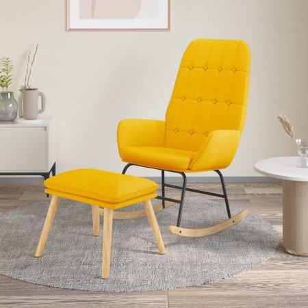 vidaXL Schaukelsessel mit Hocker Senfgelb Stoff