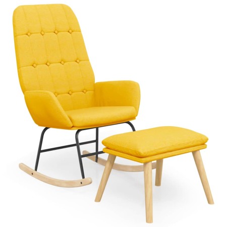 vidaXL Schaukelsessel mit Hocker Senfgelb Stoff
