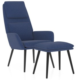 vidaXL Relaxsessel mit Hocker Blau Stoff