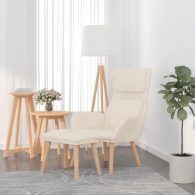 vidaXL Relaxsessel mit Hocker Cremeweiß Samt