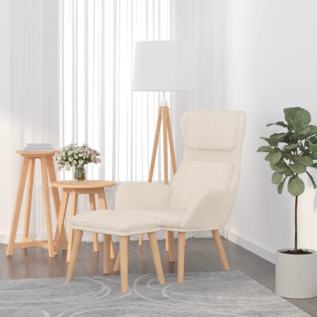 vidaXL Relaxsessel mit Hocker Cremeweiß Samt