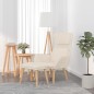 vidaXL Relaxsessel mit Hocker Cremeweiß Samt vidaXL Relaxsessel mit Hocker Cremeweiß Samt