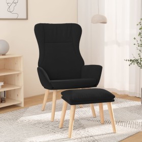 vidaXL Relaxsessel mit Hocker Schwarz Stoff