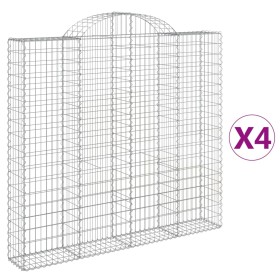vidaXL Gabionen mit Hochbogen 4 Stk. 200x30x180/200cm Verzinktes Eisen
