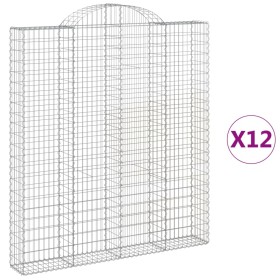 vidaXL Gabionen mit Hochbogen 12 Stk 200x30x220/240cm Verzinktes Eisen