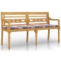 vidaXL Batavia-Bank mit Kissen Rot Karomuster 150 cm Massivholz Teak vidaXL Batavia-Bank mit Kissen Rot Karomuster 150 cm Massivholz Teak