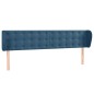 vidaXL Kopfteil mit Ohren Dunkelblau 183x23x78/88 cm Samt