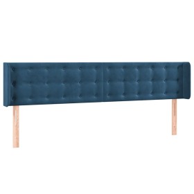 vidaXL Kopfteil mit Ohren Dunkelblau 183x16x78/88 cm Samt