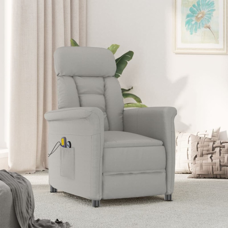 Massagesessel Elektrisch Hellgrau Wildleder-Optik Massagesessel Elektrisch Hellgrau Wildleder-Optik
