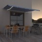 vidaXL Markise Manuell Einziehbar mit LED 500x350 cm Blau und Weiß vidaXL Markise Manuell Einziehbar mit LED 500x350 cm Blau und Weiß
