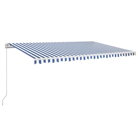 vidaXL Markise Manuell Einziehbar mit LED 500x350 cm Blau und Weiß
