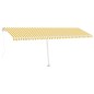 vidaXL Markise Manuell Einziehbar mit LED 600x300 cm Gelb Weiß vidaXL Markise Manuell Einziehbar mit LED 600x300 cm Gelb Weiß