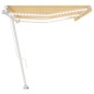 vidaXL Markise Manuell Einziehbar mit LED 600x300 cm Gelb Weiß vidaXL Markise Manuell Einziehbar mit LED 600x300 cm Gelb Weiß