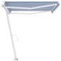 vidaXL Markise Manuell Einziehbar mit LED 450x350 cm Blau Weiß vidaXL Markise Manuell Einziehbar mit LED 450x350 cm Blau Weiß