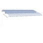 vidaXL Markise Manuell Einziehbar mit LED 450x350 cm Blau Weiß vidaXL Markise Manuell Einziehbar mit LED 450x350 cm Blau Weiß