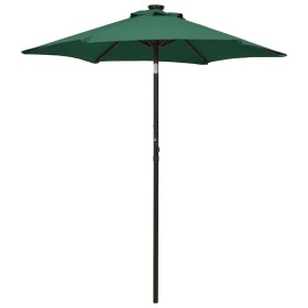vidaXL Sonnenschirm mit LED-Leuchten Grün 200x211 cm Aluminium