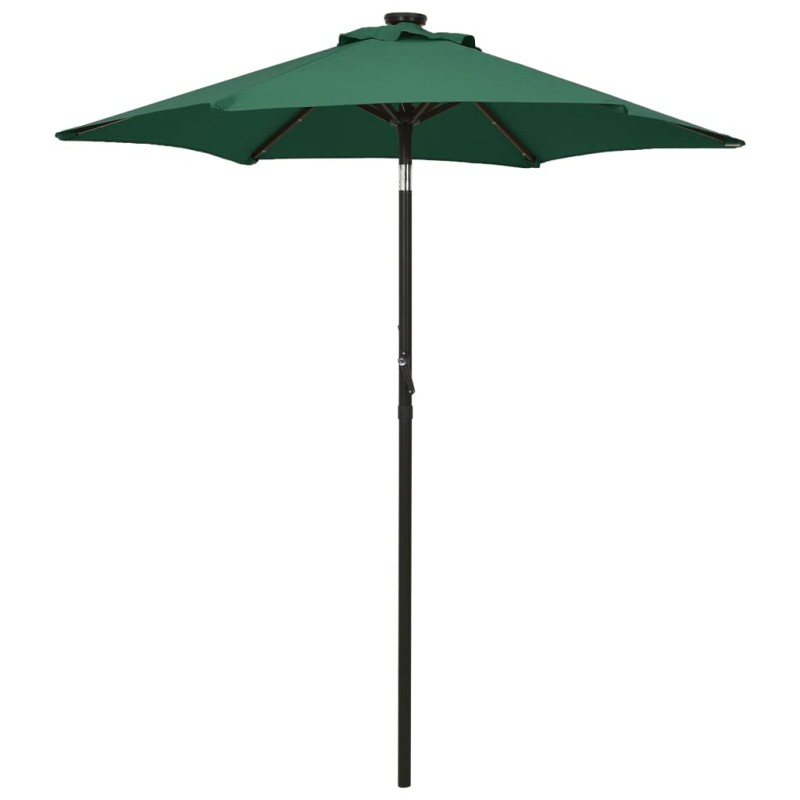 vidaXL Sonnenschirm mit LED-Leuchten Grün 200x211 cm Aluminium vidaXL Sonnenschirm mit LED-Leuchten Grün 200x211 cm Aluminium