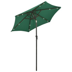 vidaXL Sonnenschirm mit LED-Leuchten Grün 200x211 cm Aluminium